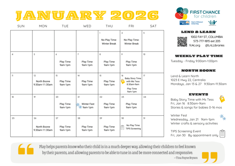 2026 January Lend & Learn calendar